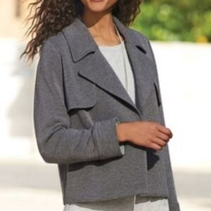 Soft Surroundings Blazer Gray Open Front Jacket Size S